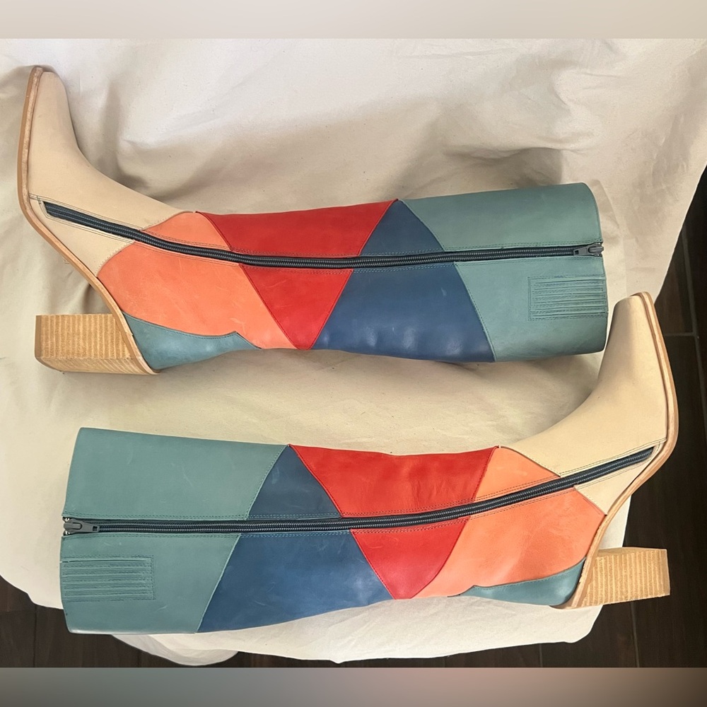 Jeffrey. Campbell RARE PATCHWORK CALIMITY KNEE HIGH HEEL BOOTS 8 HOT! - Picture 6 of 14